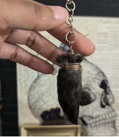 Lucky Rabbit Foot, Copper Wrap: Rabbit foot, Copper wire wrap, Keychain