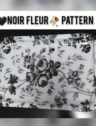Noir Fleur Rolling Tray: Black and white rose print